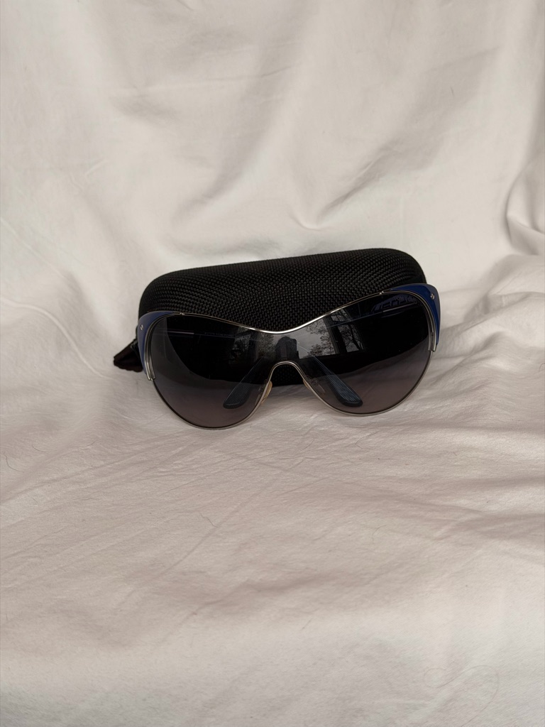 Tom Ford Black And Blue Oversized Shield Sunglasses